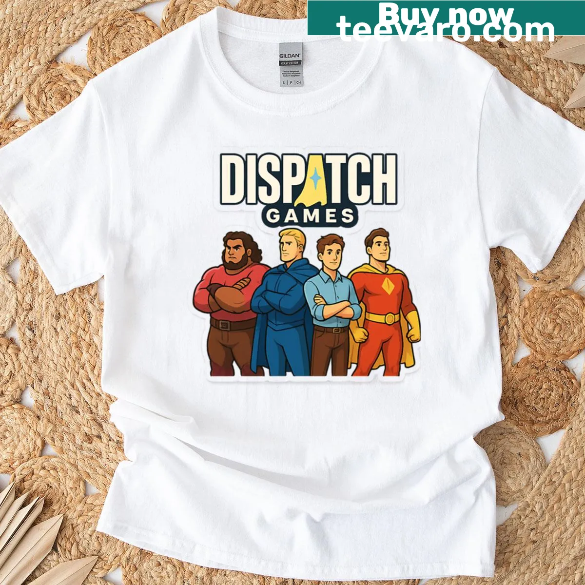 Dispatch Games Crew Logo T-shirt celebrating indie gaming — on a men's t-shirt
