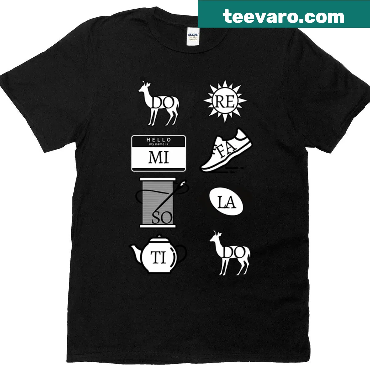Do Re Mi t-shirt featuring musical notes design — on a men's t-shirt
