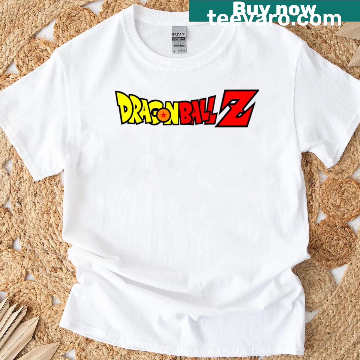 Oversized Dragon Ball Z logo tee celebrating childhood anime — on a men's t-shirt