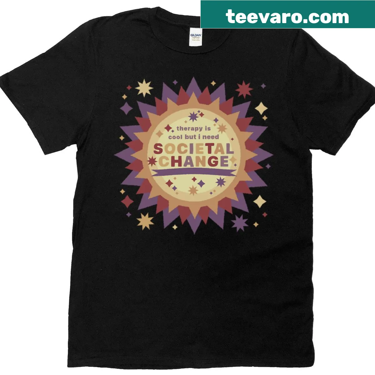 Inspirational Earthly Starburst T-shirt with a message of change — on a men's t-shirt