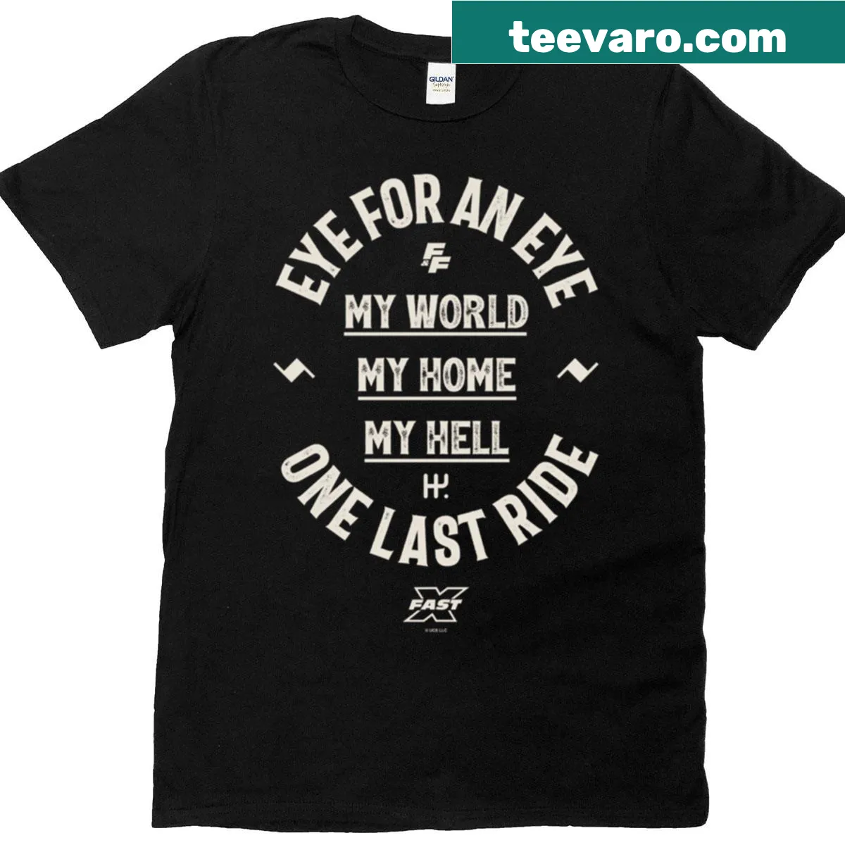 Vintage family logo t-shirt for Fast X series fans — on a men's t-shirt