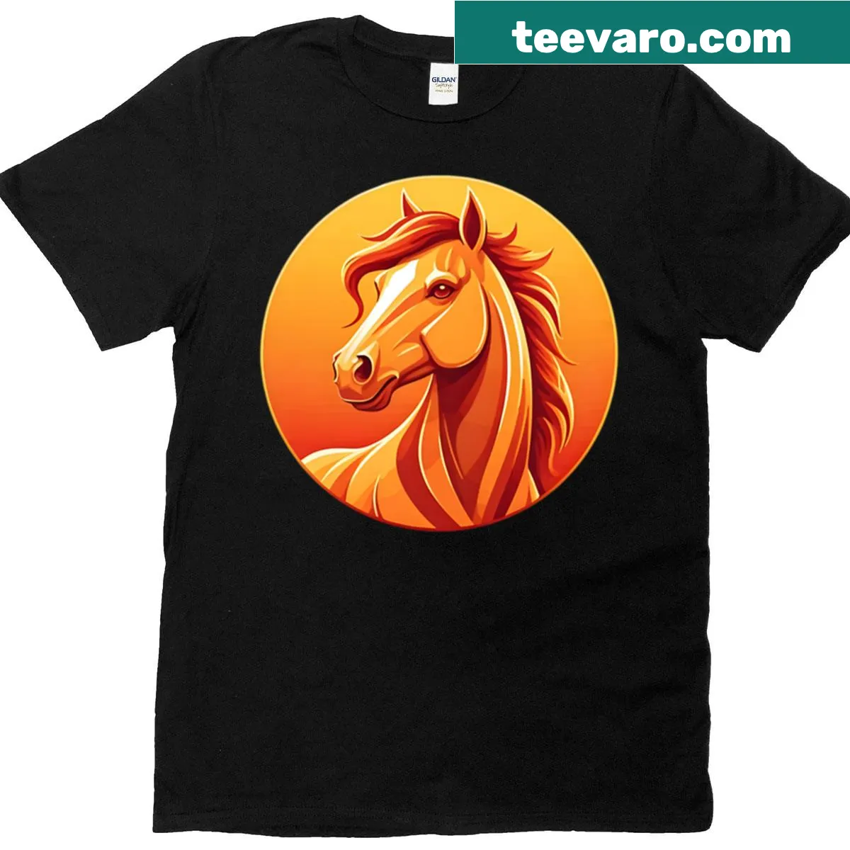 Illustration of a fiery horse on a T-shirt celebrating nature — on a men's t-shirt