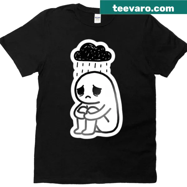 Oversized T-shirt with cartoon stick figures expressing emotions