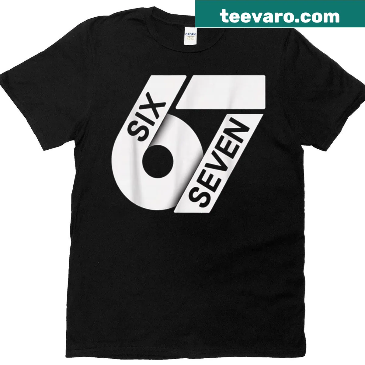 Funny t-shirt featuring the Fun Six Seven 6 7 meme — on a men's t-shirt