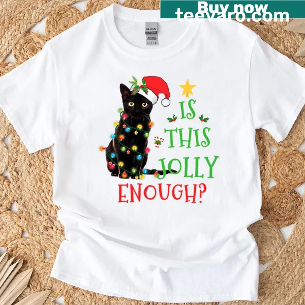 Funny Christmas T-shirt with 'This Enough Is Merry' text and festive imagery