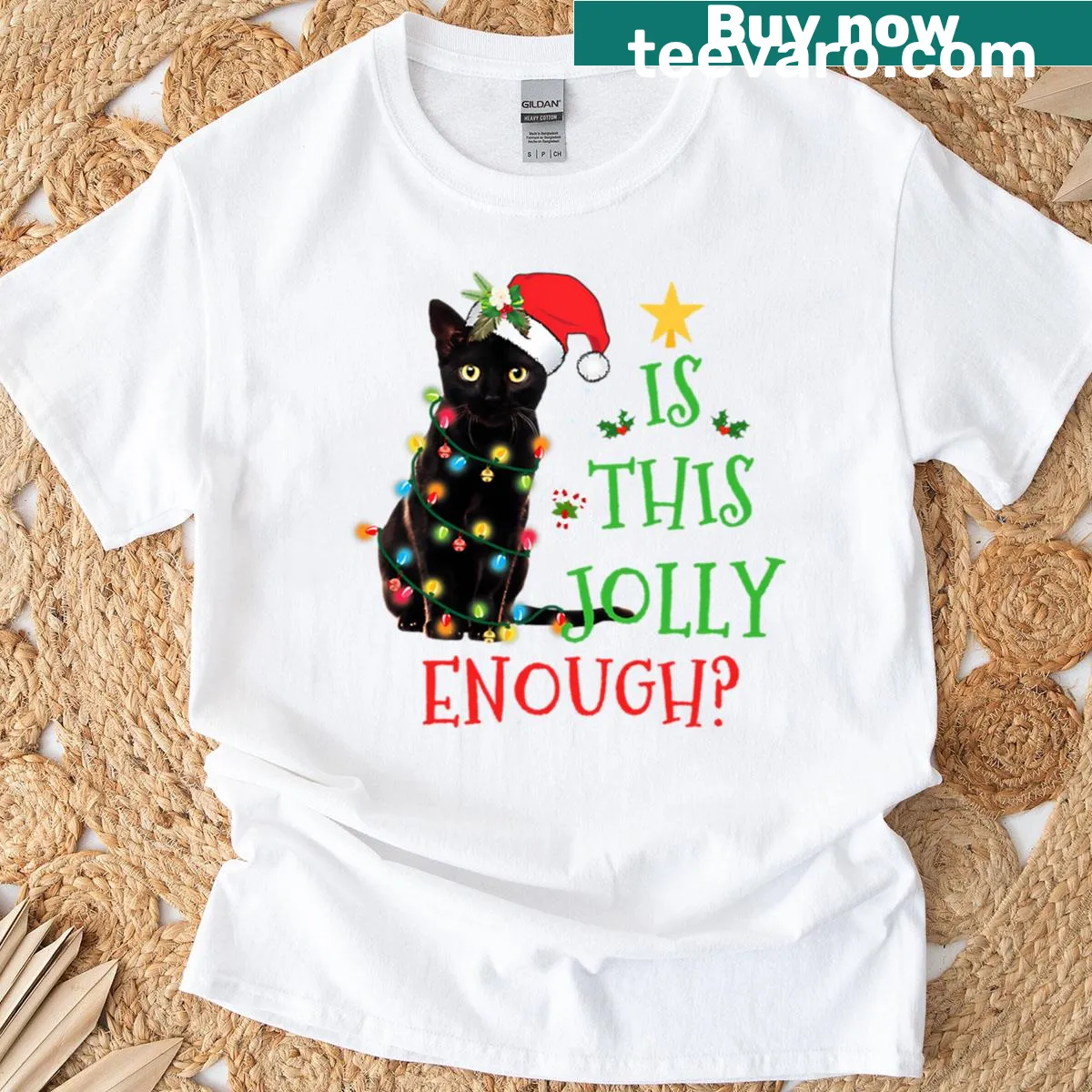 Funny Christmas T-shirt with 'This Enough Is Merry' text and festive imagery — on a men's t-shirt