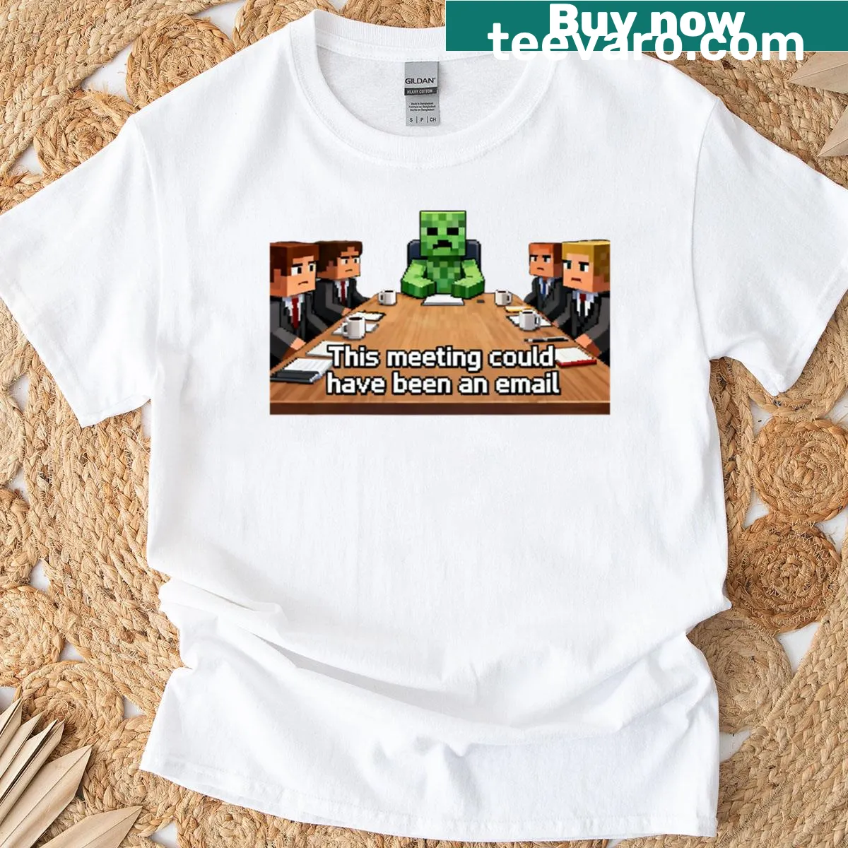 Oversized T-shirt featuring a funny creeper design with humorous text — on a men's t-shirt
