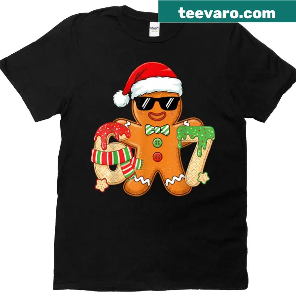 Funny Christmas T-shirt with gingerbread and ice cream design