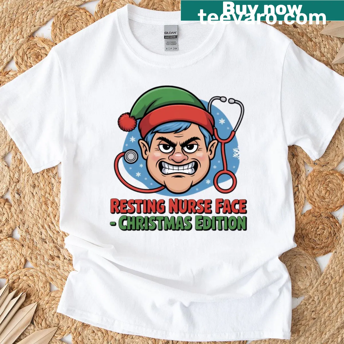 T-shirt featuring the phrase 'Grumpy Nurse' in a humorous design — on a men's t-shirt