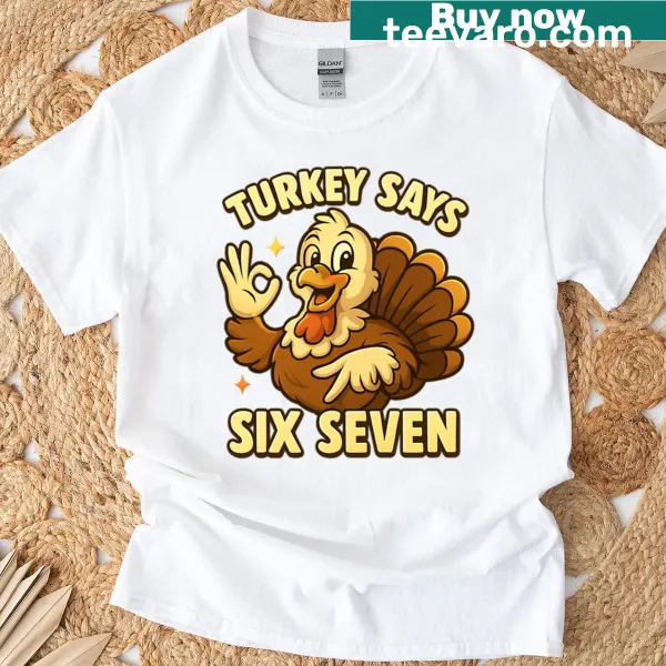 Cartoon turkey graphic with humorous text on a t-shirt