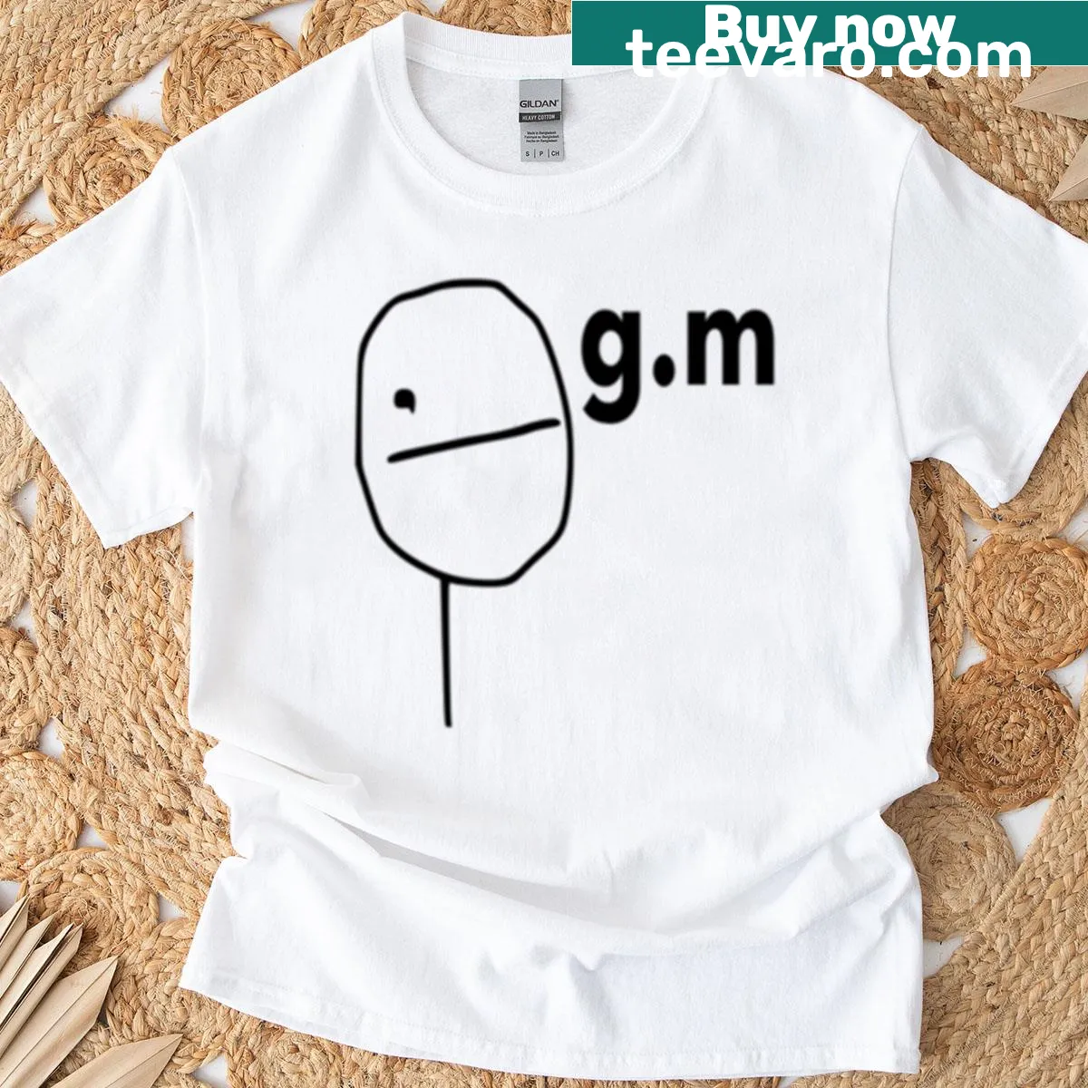 Minimalist text design T-shirt with morning theme — on a men's t-shirt