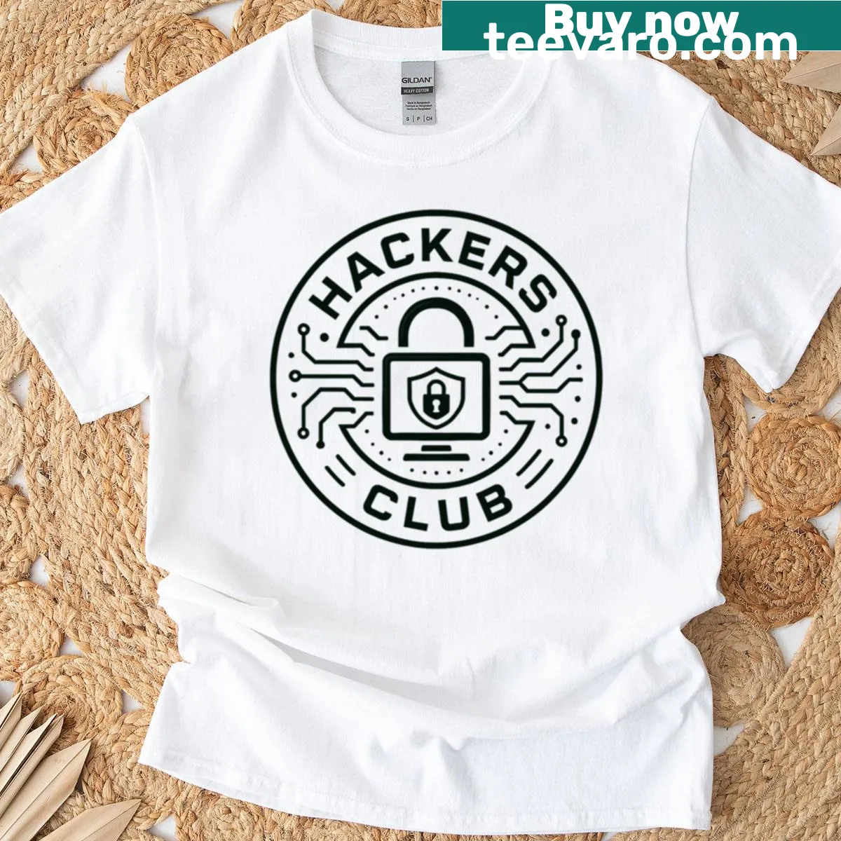 Oversized T-shirt with a cybersecurity logo design for programmers — on a men's t-shirt