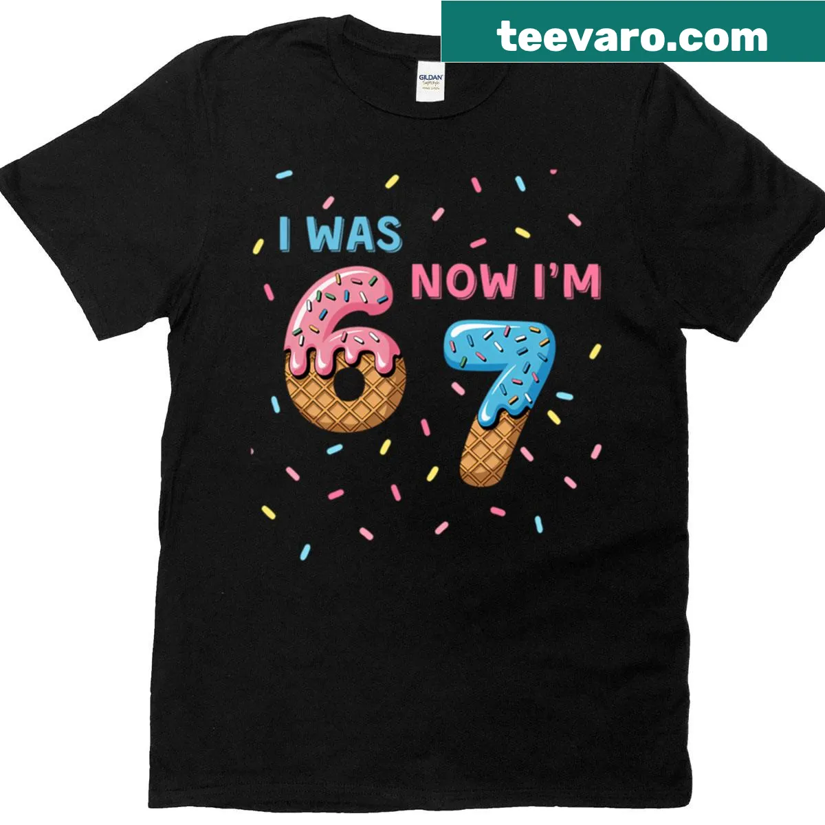 Birthday t-shirt with hands graphics and playful 'Was 6, I'm 7th Now' text — on a men's t-shirt