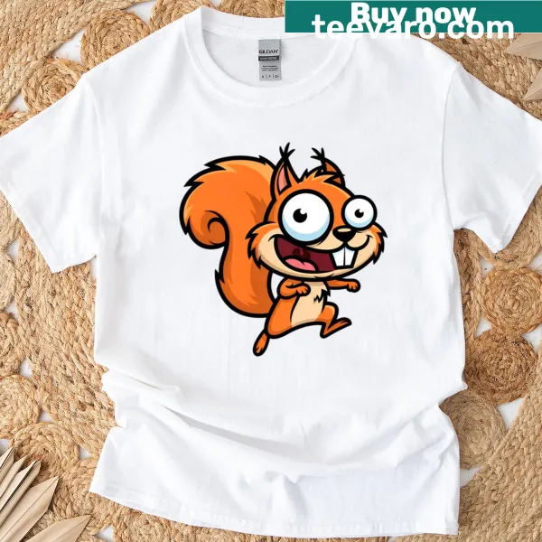 Cute cartoon squirrel graphic tee for kids