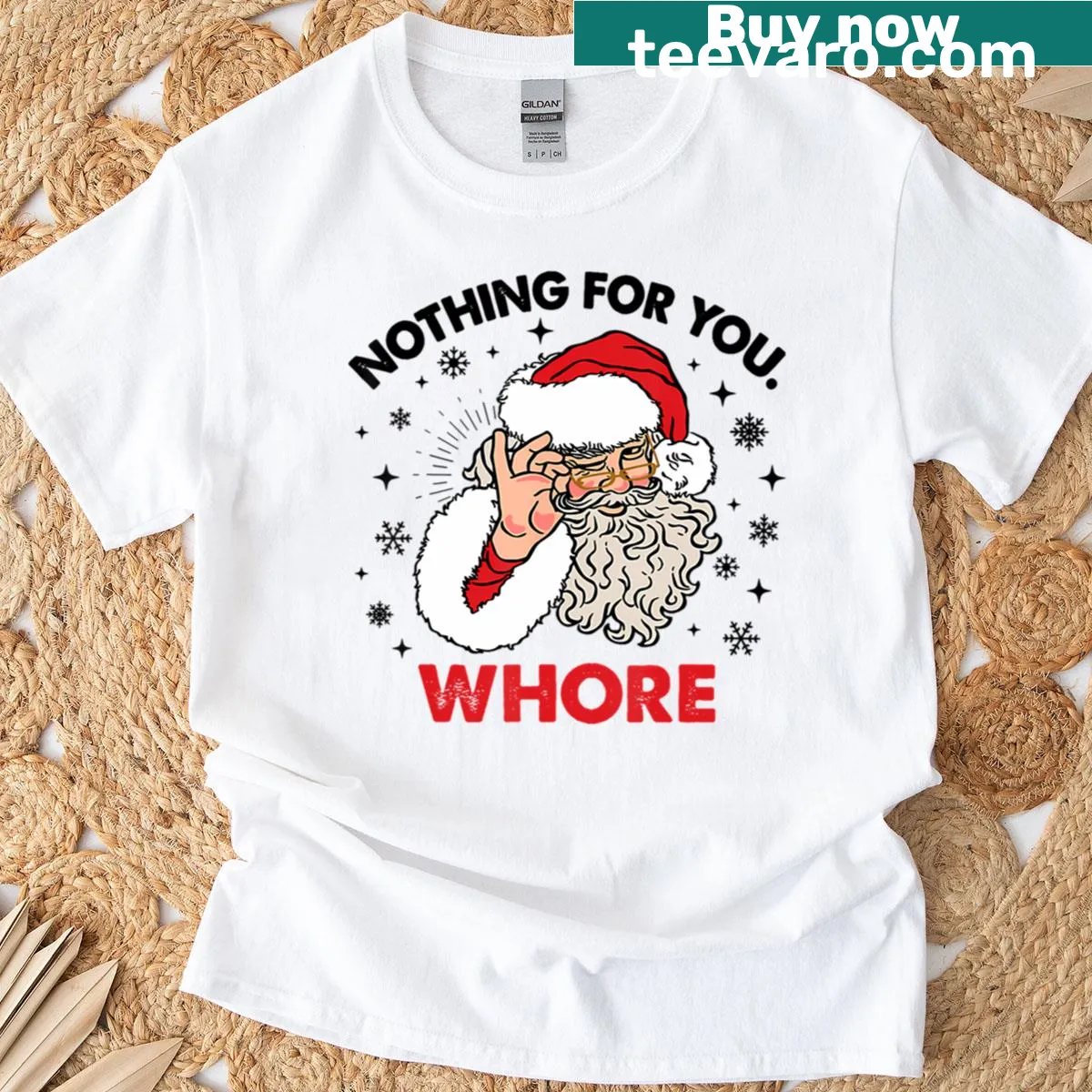 Vintage-style Christmas T-shirt with Santa quote and nostalgic design — on a men's t-shirt