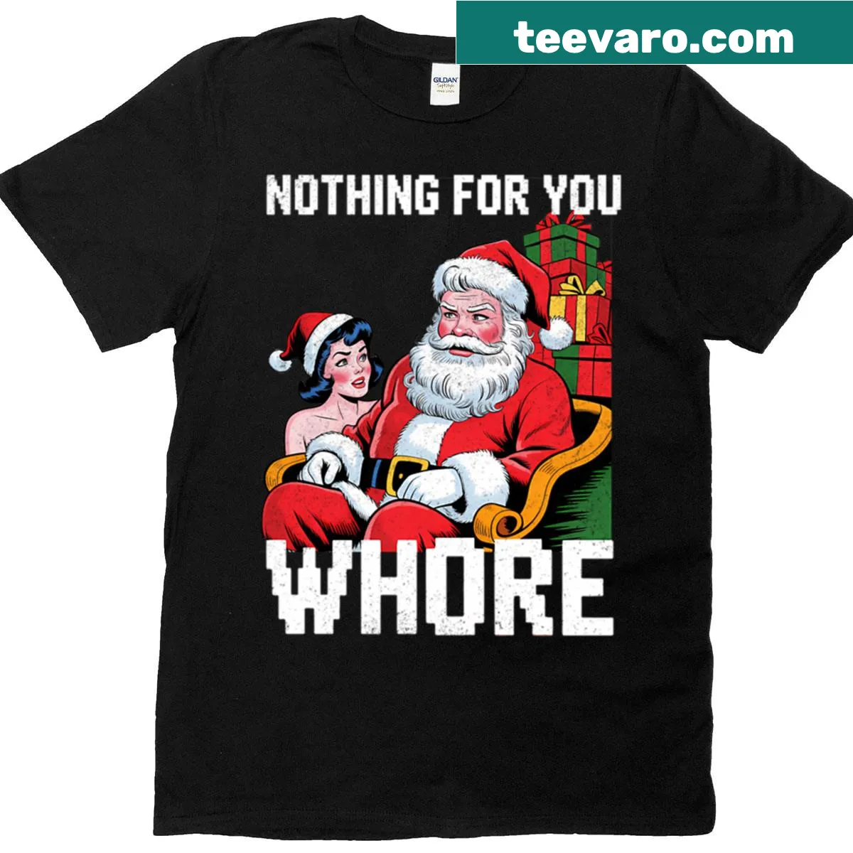 Vintage Santa quote design on a Christmas t-shirt — on a men's t-shirt