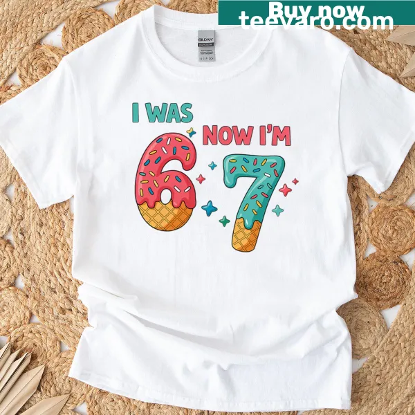 Funny birthday shirt with playful text about turning 7
