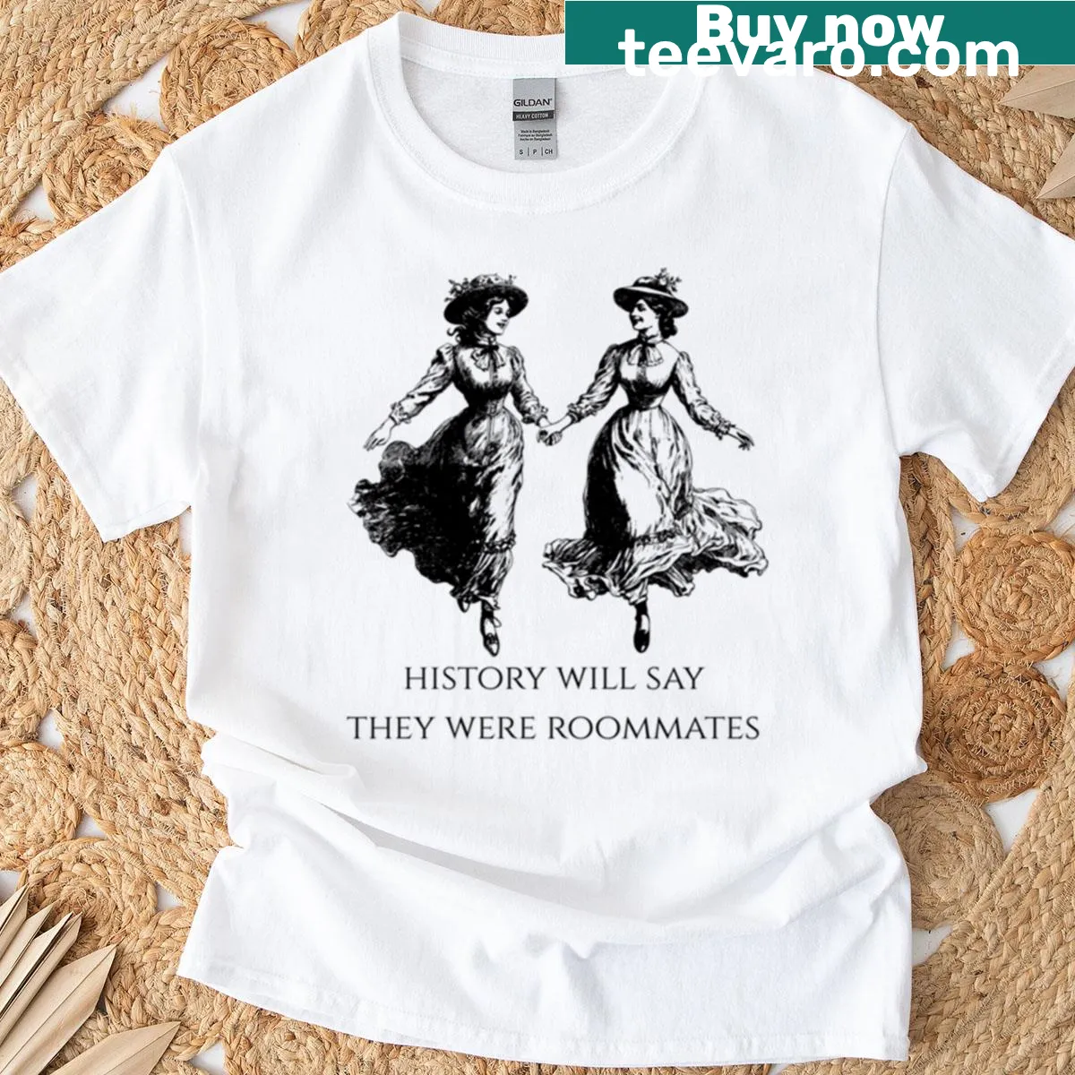 Humorous t-shirt featuring historical sapphic memes and witty graphics — on a men's t-shirt