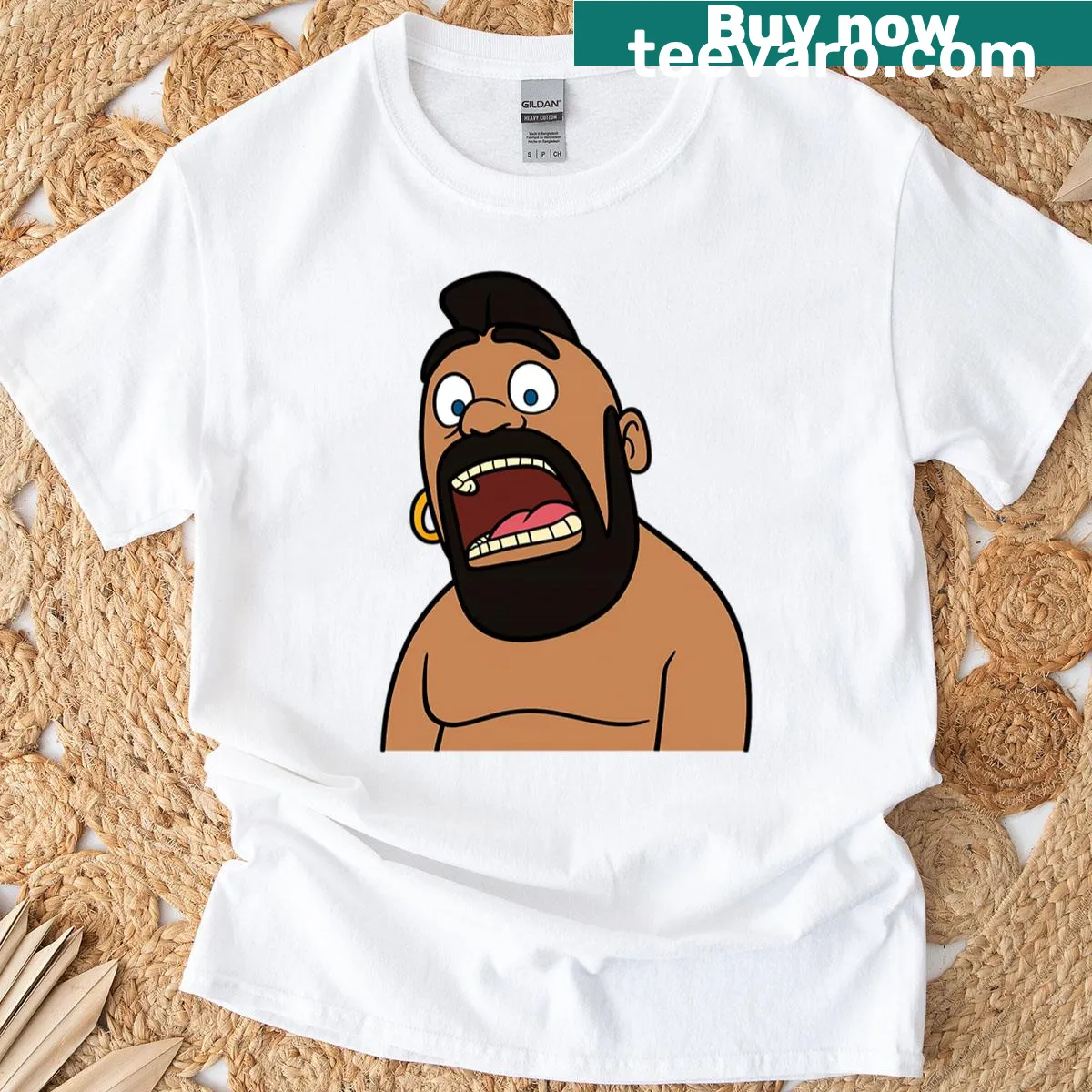 Gaming-themed T-shirt with Hog Rider illustration from Clash Royale — on a men's t-shirt
