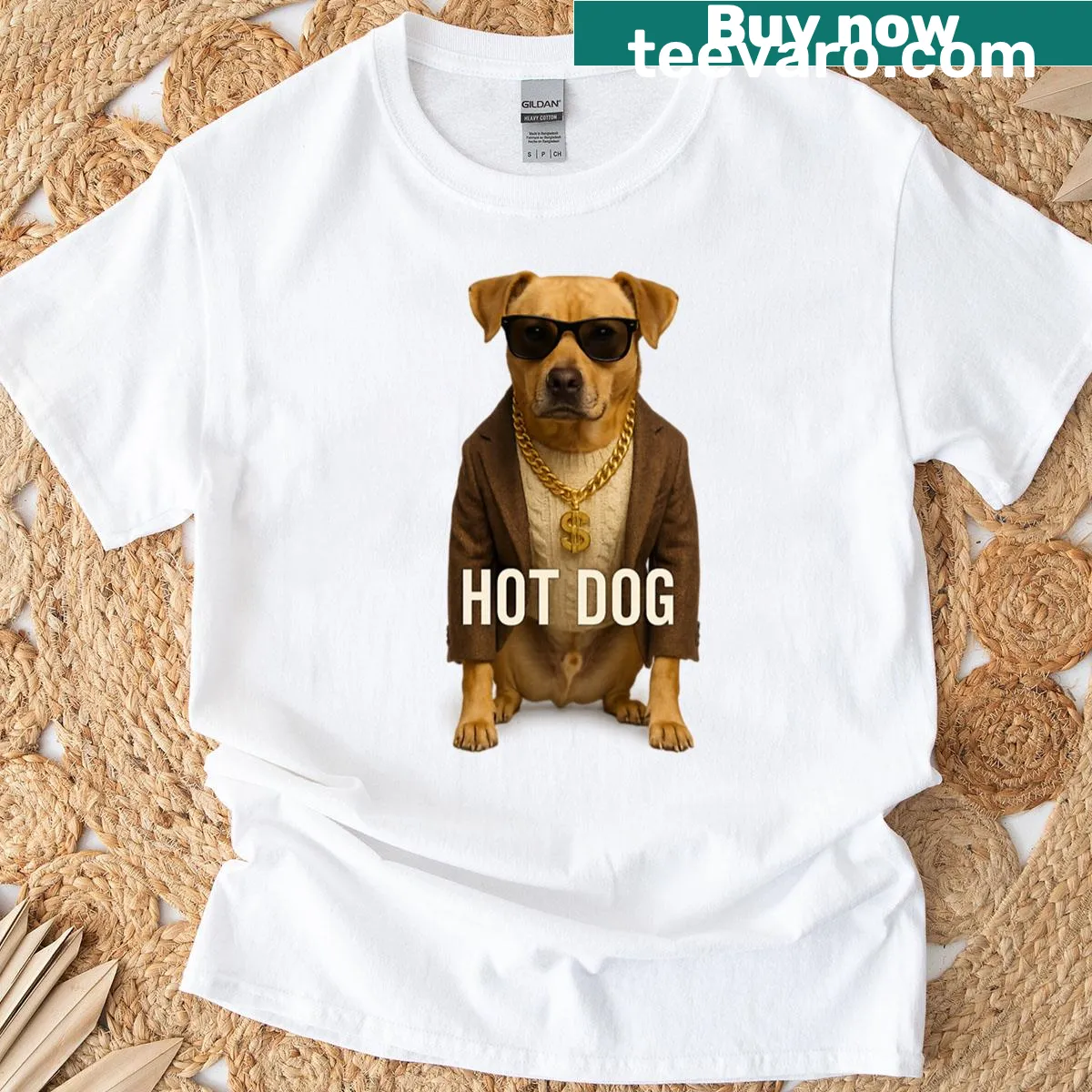 Humorous hot dog graphic on a t-shirt — on a men's t-shirt