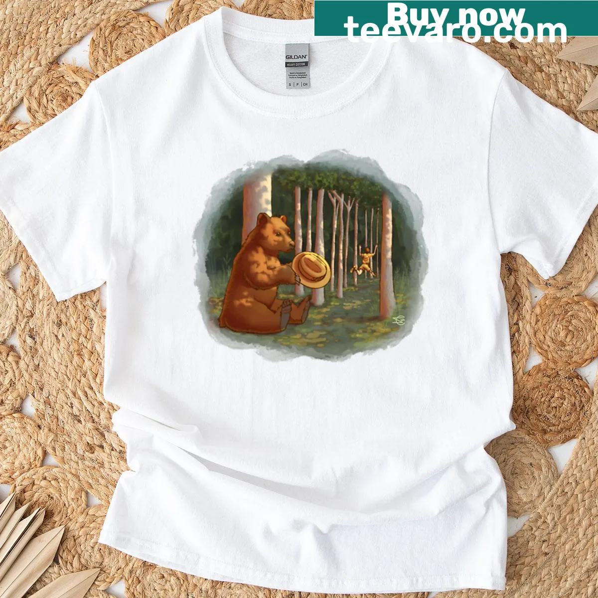 T-shirt featuring Smokey the Bear with his first ranger hat — on a men's t-shirt