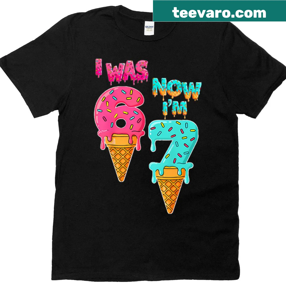 Funny birthday T-shirt for kids with playful illustration and text. — on a men's t-shirt
