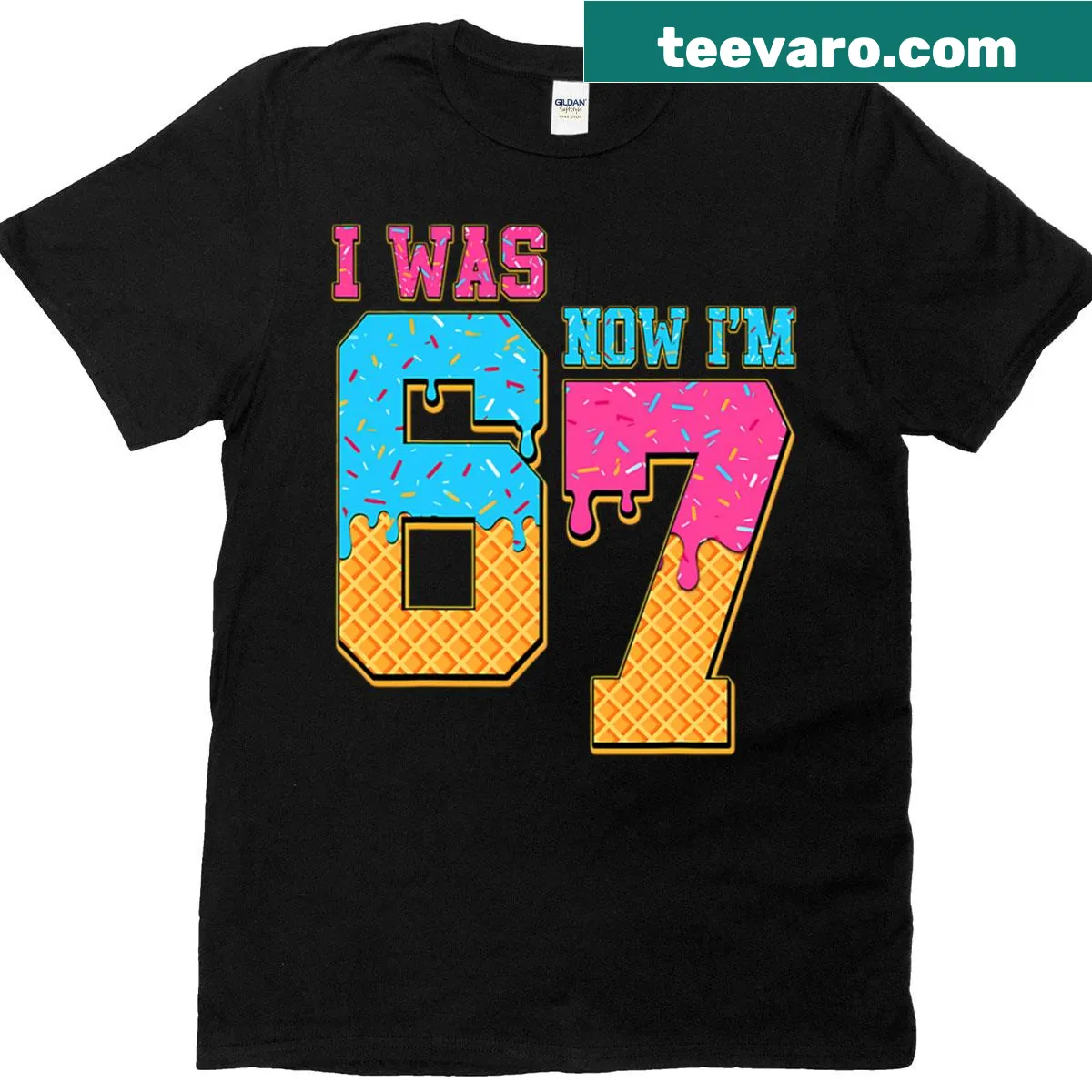 Funny birthday T-shirt for kids turning 7 with playful graphic — on a men's t-shirt