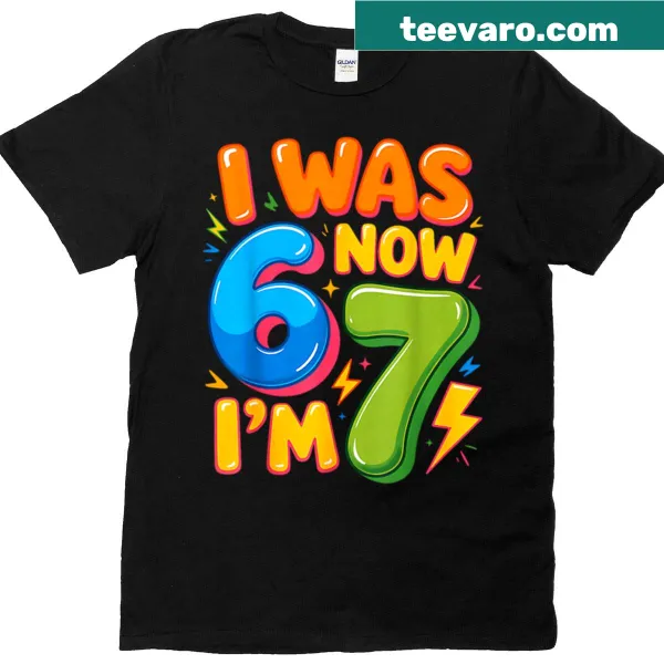 Children's birthday T-shirt with the text 'I Was 6 Now I'm 7'