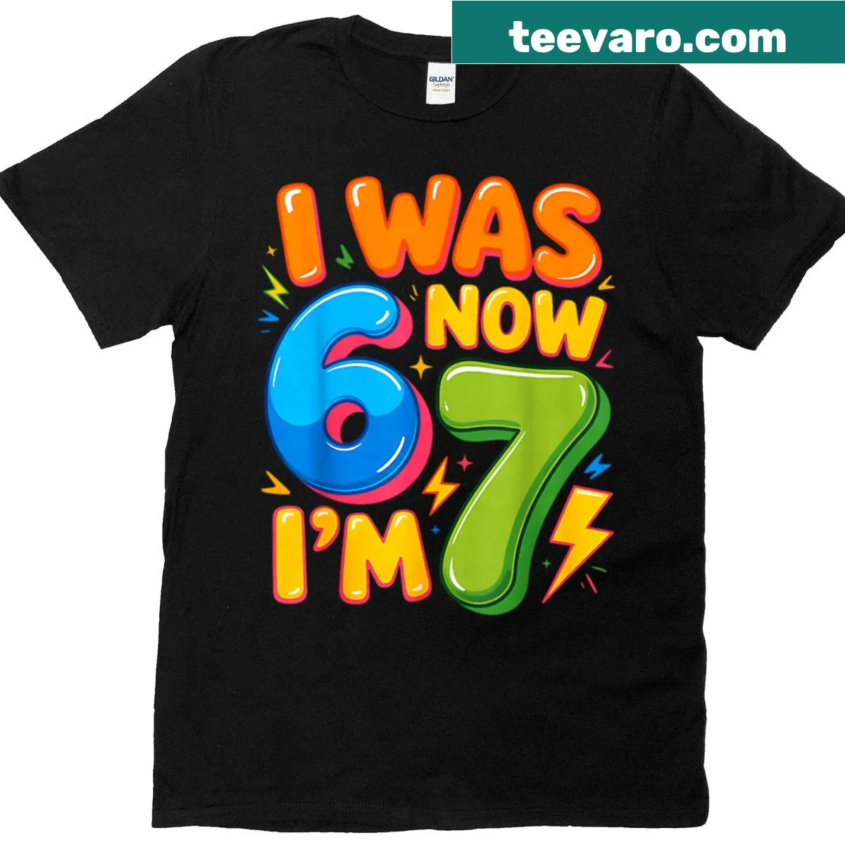 Children's birthday T-shirt with the text 'I Was 6 Now I'm 7' — on a men's t-shirt