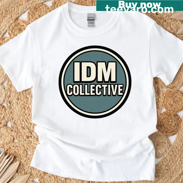 Minimalist badge design of IDM electronic music culture on a T-shirt