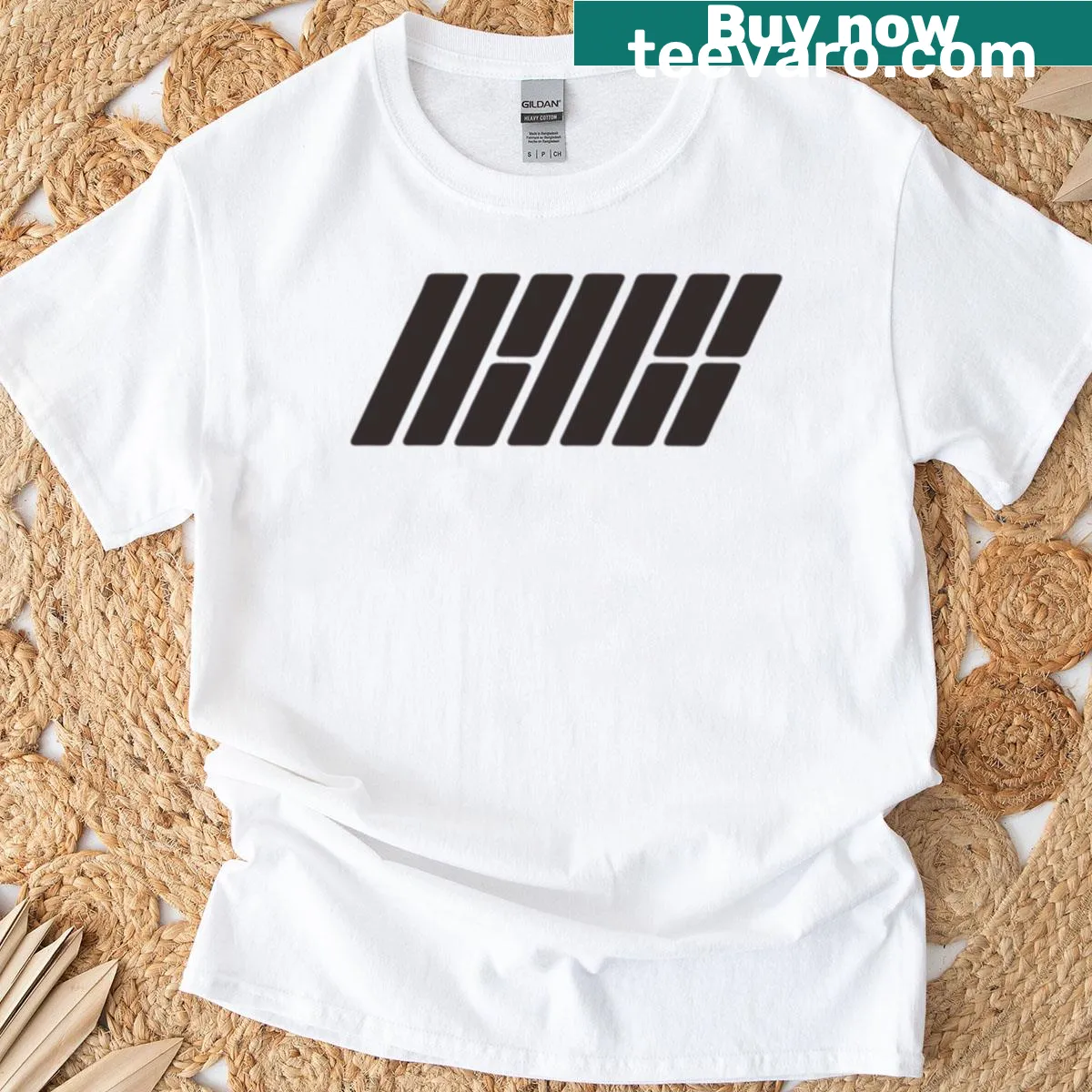 T-shirt featuring an aesthetic K-pop logo design — on a men's t-shirt