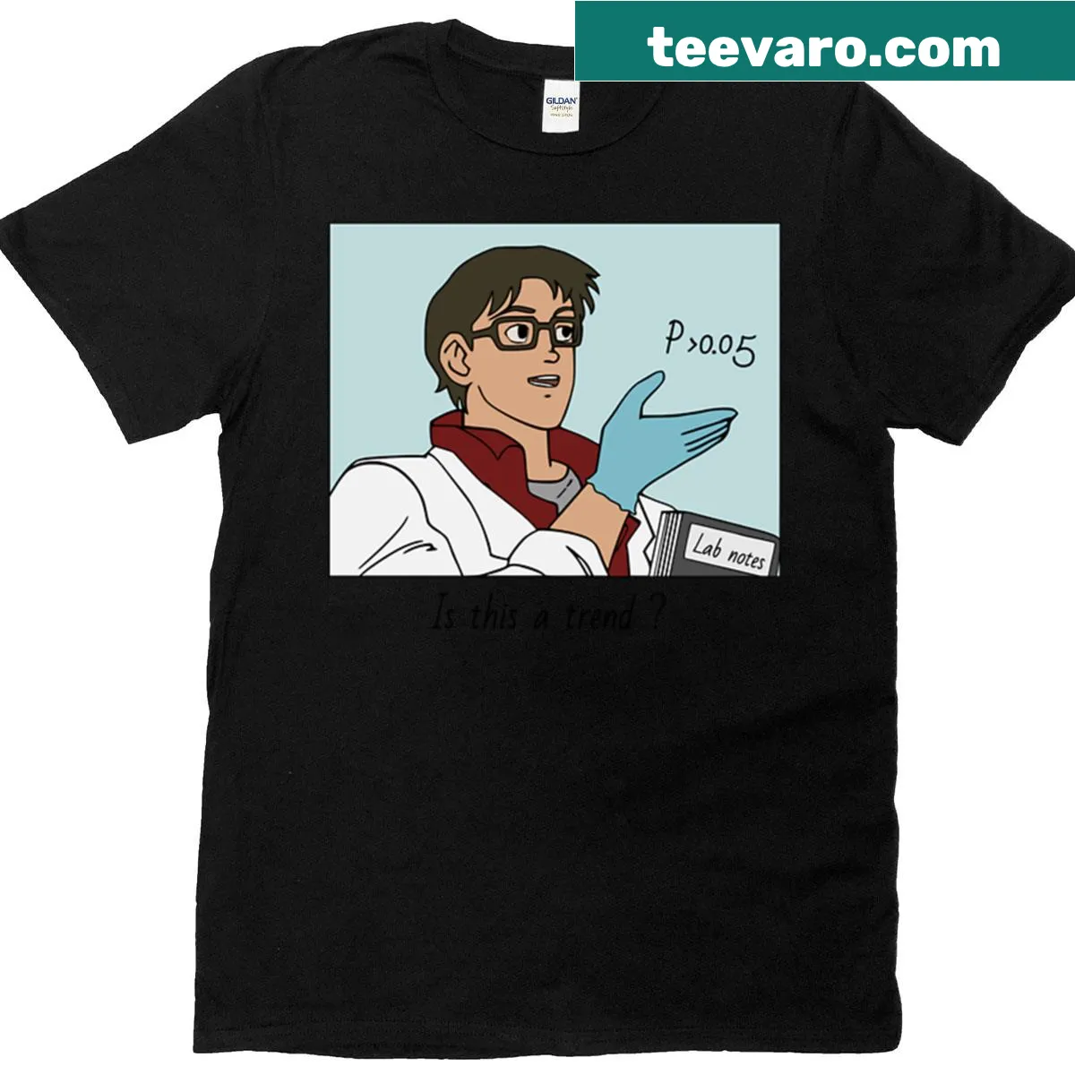 Meme graphic T-shirt with the phrase 'Is This A Trend?' for science lovers — on a men's t-shirt