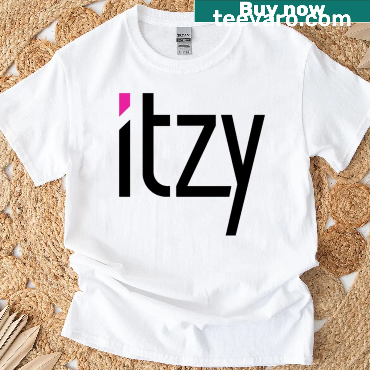 K-pop aesthetic logo T-shirt featuring Itzy — on a men's t-shirt