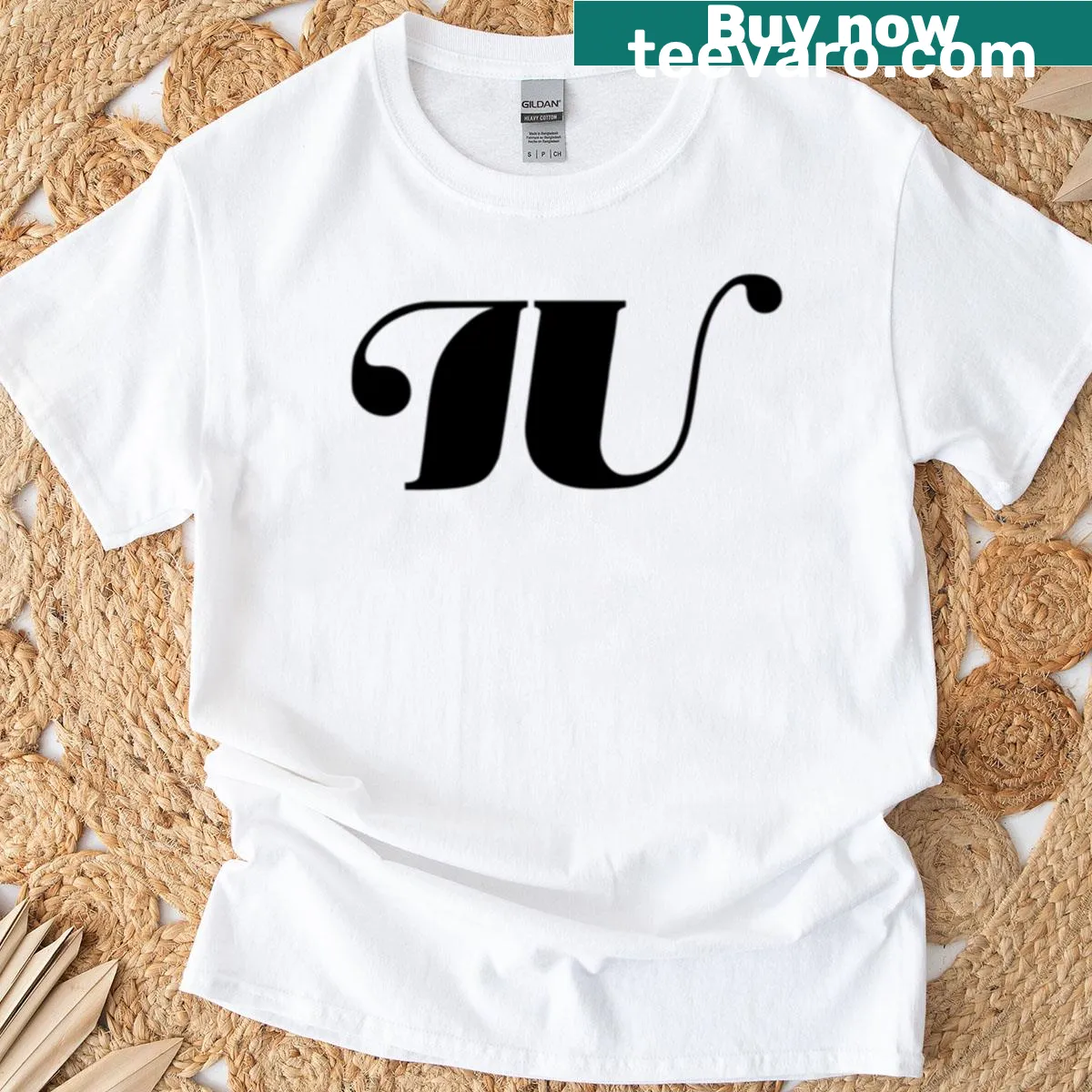 Oversized T-shirt with IU aesthetic logo for K-pop fans — on a men's t-shirt
