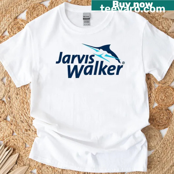Jarvis Walker logo on a casual fishing-themed t-shirt