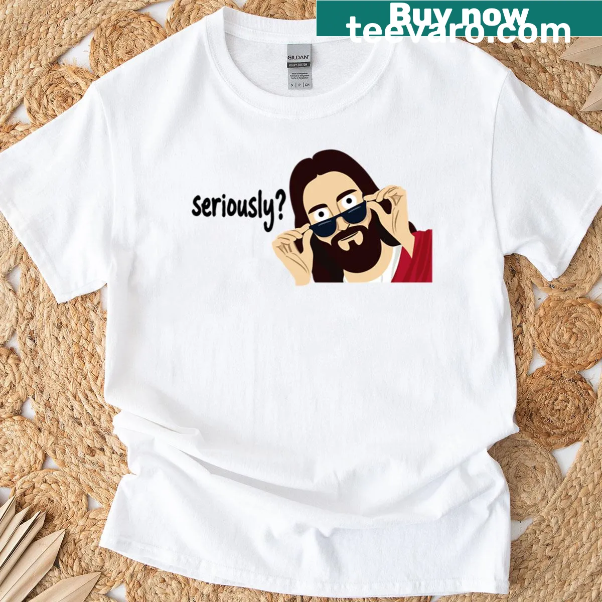Inspirational typography design featuring the word 'Jesus' on a t-shirt — on a men's t-shirt
