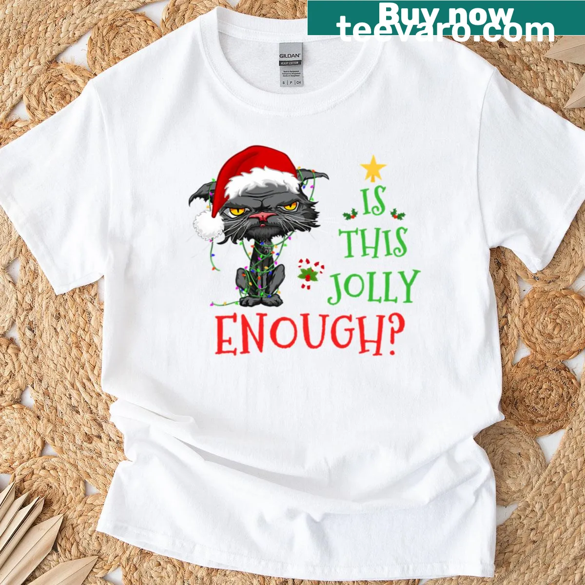 Funny Christmas T-shirt with jolly holiday message — on a men's t-shirt