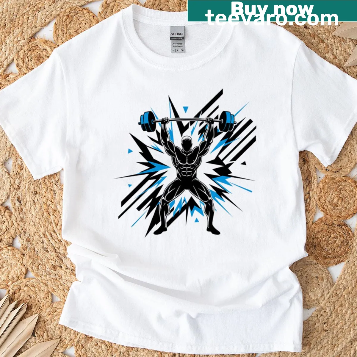 Motivational fitness shirt with message to lift like a man — on a men's t-shirt