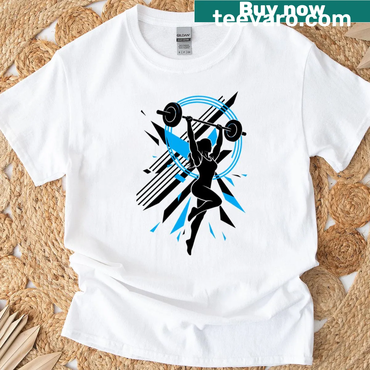 Lift Like A Woman t-shirt with bold inspirational typography — on a men's t-shirt