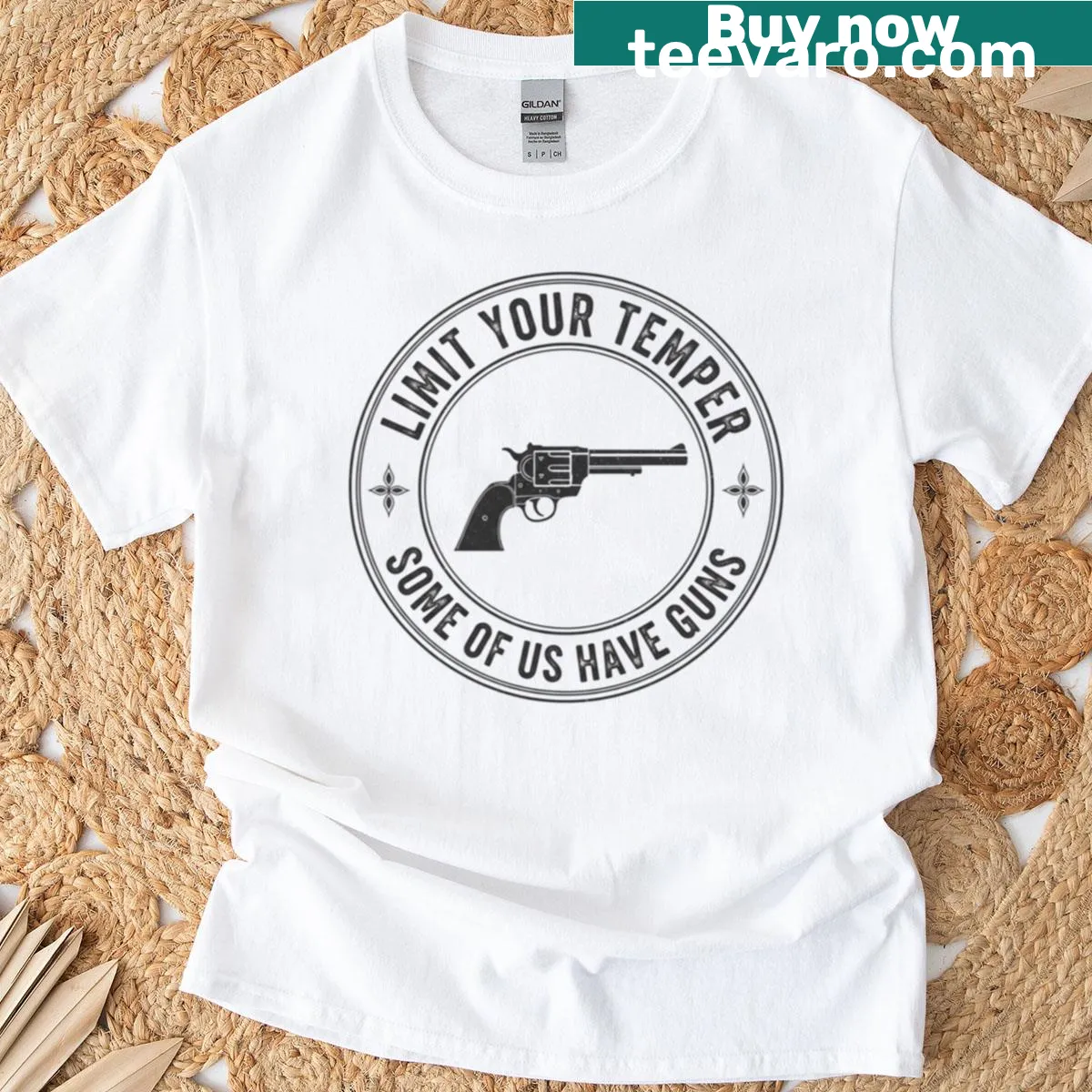 Statement T-shirt with gun rights graphic design — on a men's t-shirt