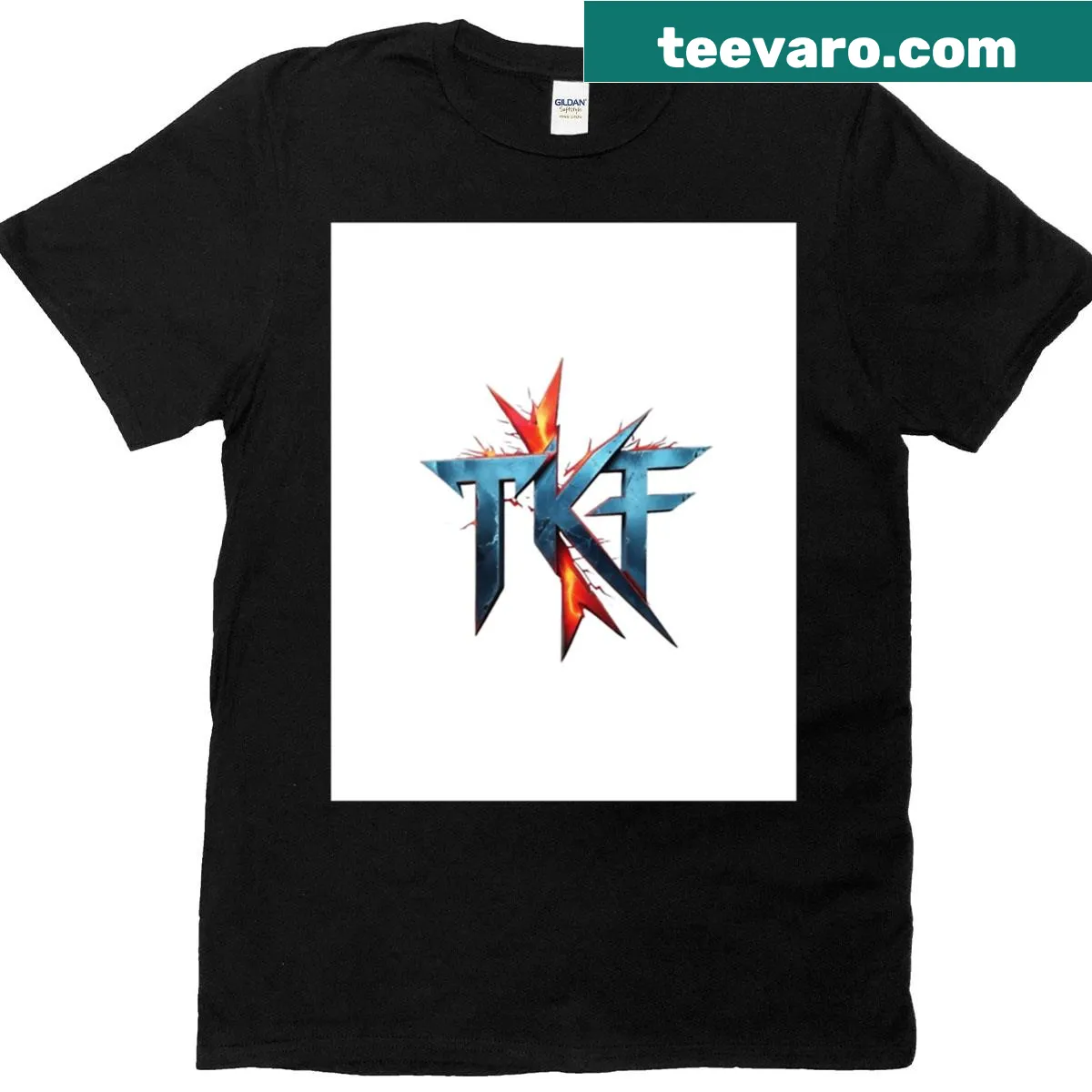 TKF graphic T-shirt with clean lines — on a men's t-shirt