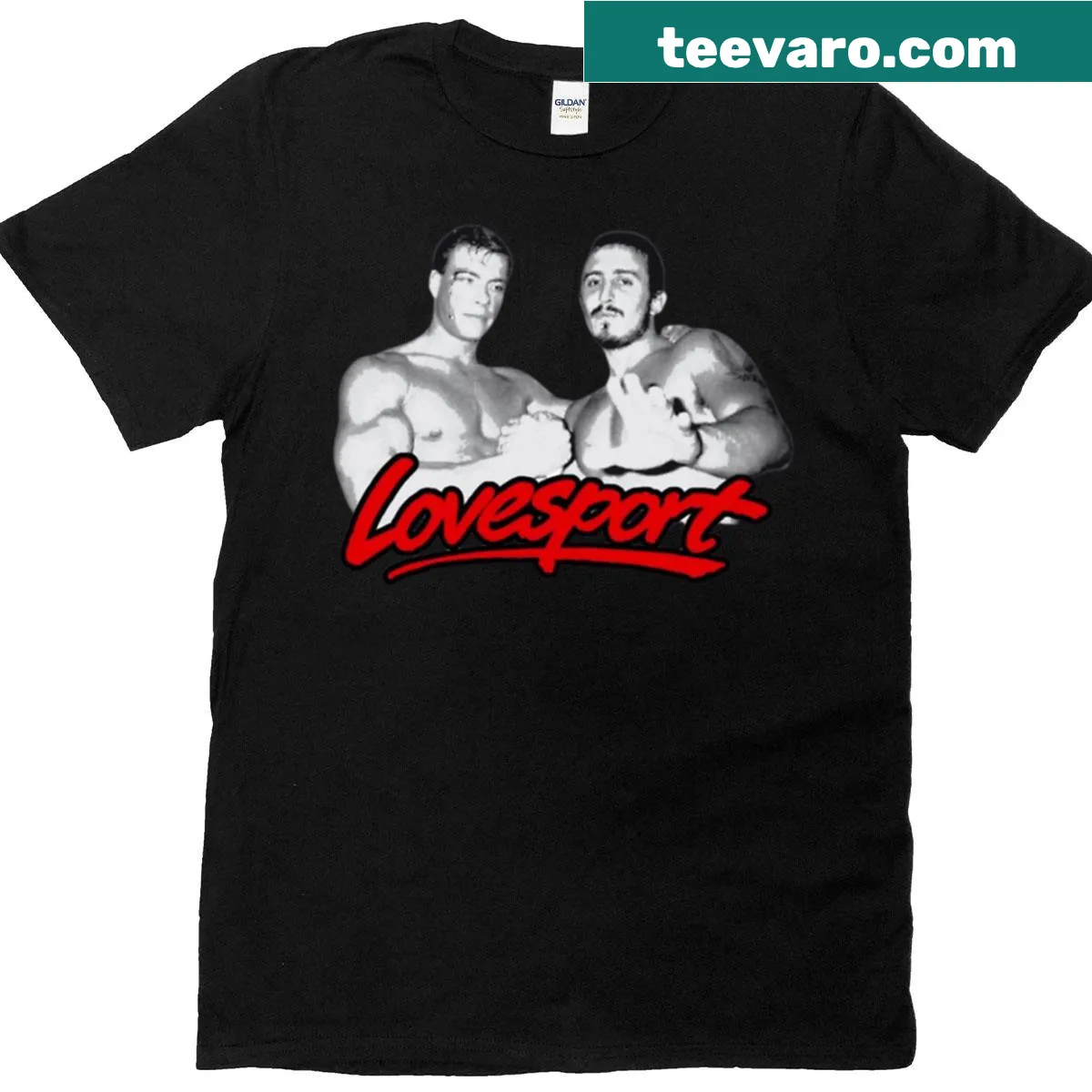 Minimalist badge emblem t-shirt celebrating combat sports brotherhood — on a men's t-shirt