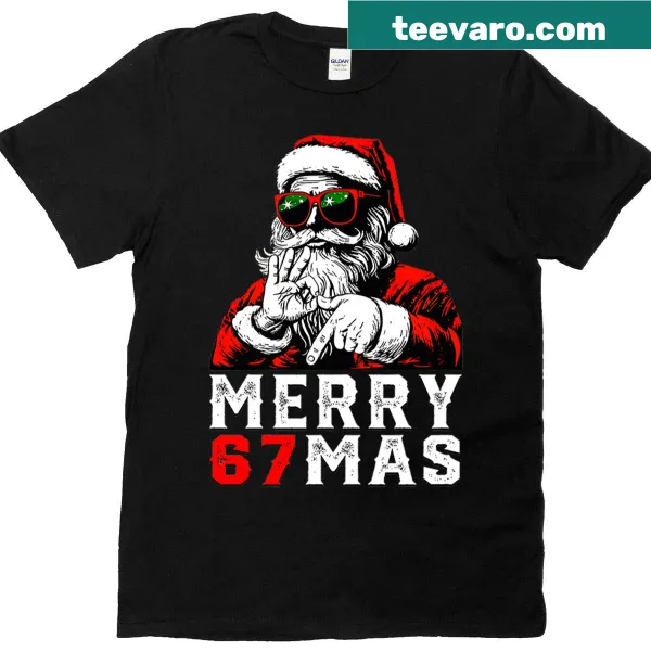 Funny Christmas design with Santa and the phrase Merry 67mas
