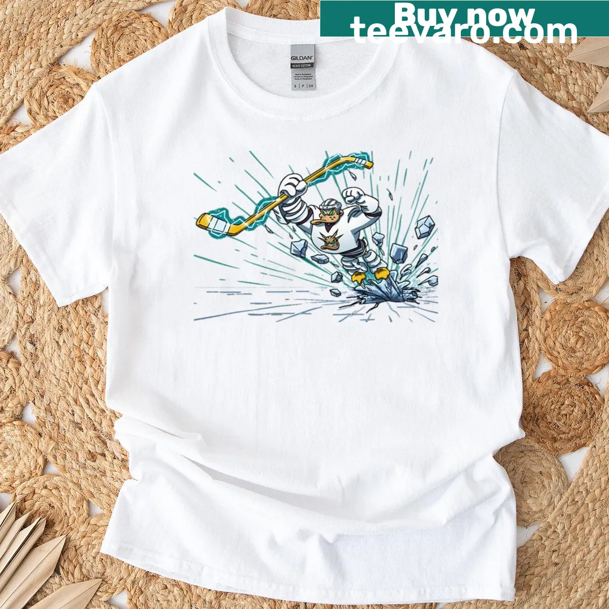 Vintage T-shirt featuring the alternate logo of the Mighty Ducks of Anaheim — on a men's t-shirt