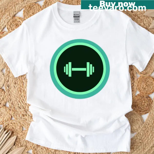 Minimalist dumbbell icon T-shirt for fitness motivation