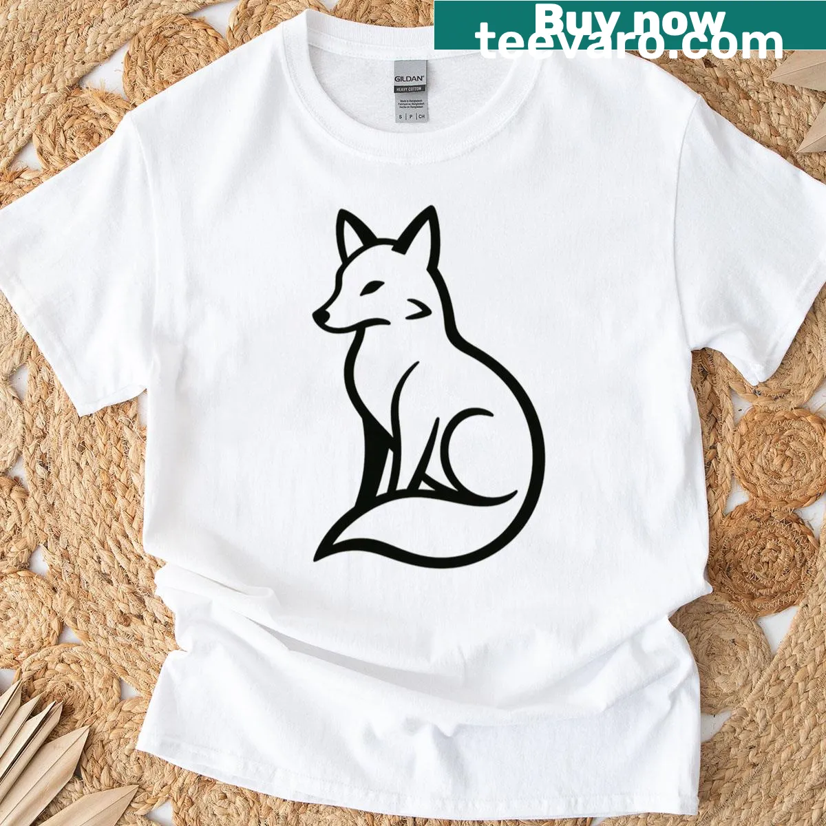 Minimalist fox silhouette graphic t-shirt — on a men's t-shirt