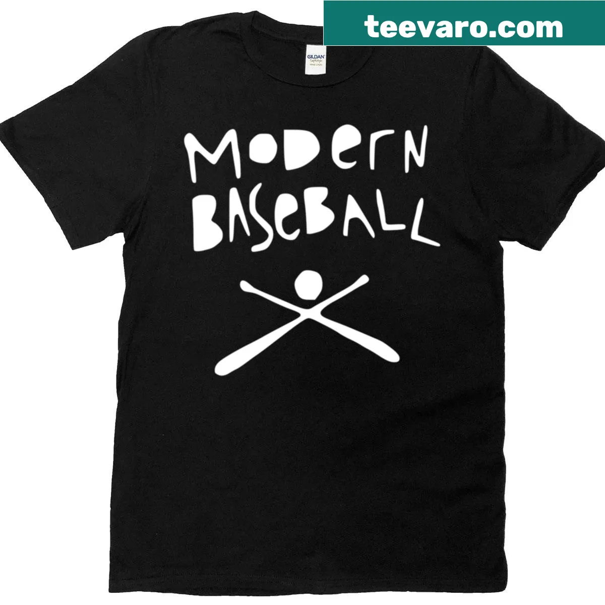 Modern Baseball band logo T-shirt with bold graphic — on a men's t-shirt
