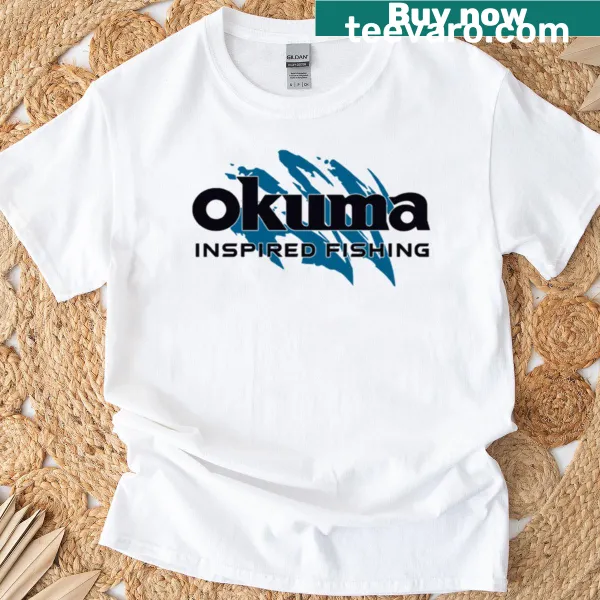 Fishing-themed T-shirt featuring Okuma inspired graphic design
