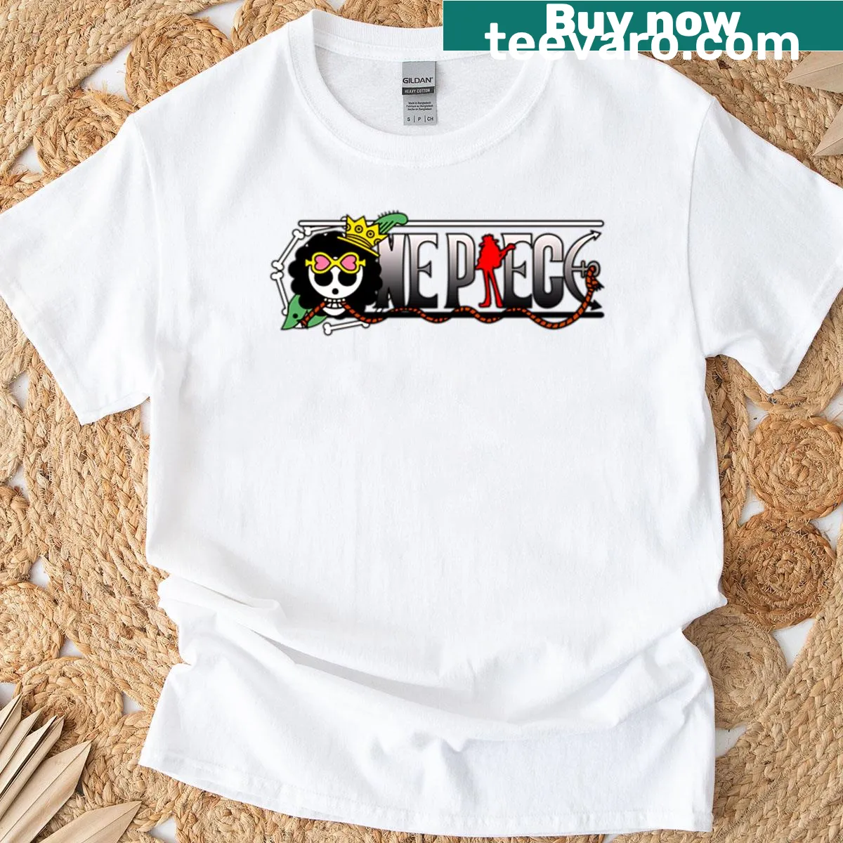 Oversized t-shirt featuring Brook's theme from One Piece — on a men's t-shirt