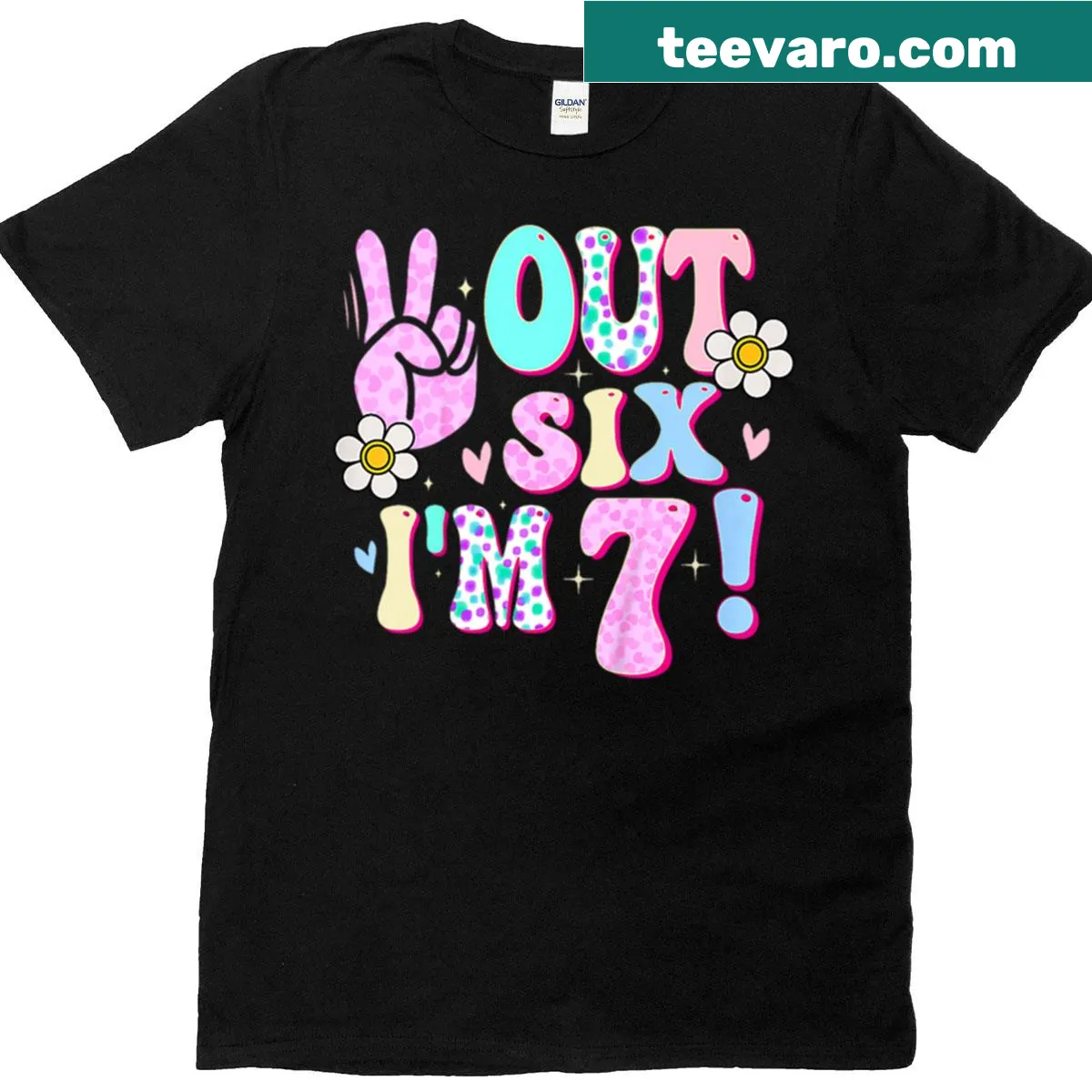 T-shirt for girls featuring 'I'm 7' text for birthday celebration — on a men's t-shirt